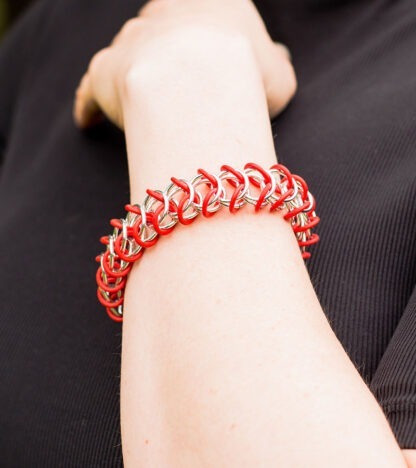 Boxchain chainmaille rubber bracelet, Stretchy bracelet