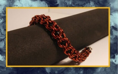 Unisex Copper Chainmaille Bracelet w Latex Core