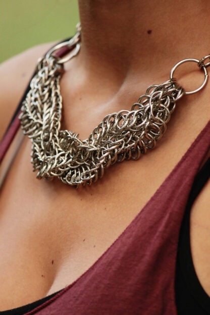 Statement Braid Chainmail Necklace - Image 4